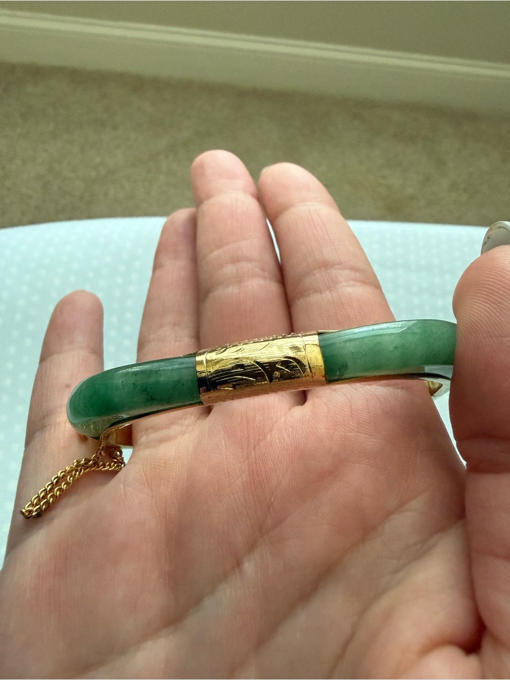 Gold-Tone Bracelet with Jade - Picture 4 of 6